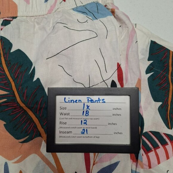 Cynthia Rowley Linen Pants Palm Short Womens Plus 1X Pockets‎ Beach Pool Cabana - Picture 5 of 7